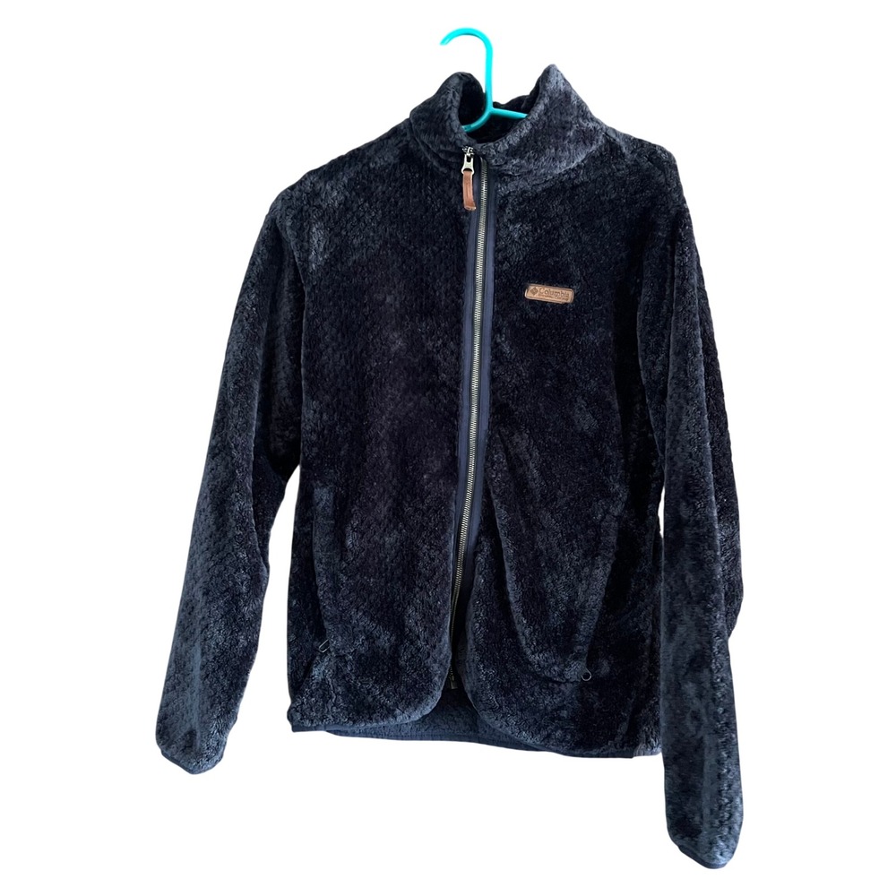 Columbia Navy Blue High Pile Fleece Full Zip Jacket Mock Neck Large
